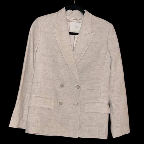 Aritzia Wilfred Destiny Linen Double Breasted Blazer in Beige Size 00 - Picture 3 of 8